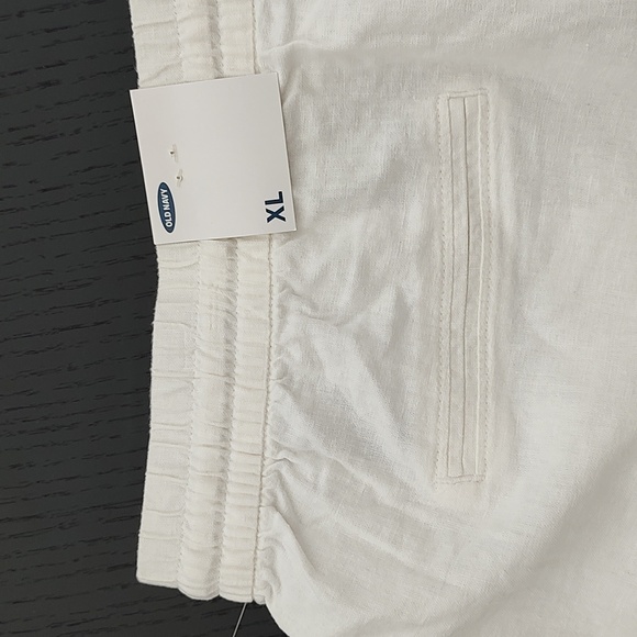 New Linen Blend High Waist Off-White Pull On Shorts Pockets 4.5" Inseam XL - Picture 6 of 7
